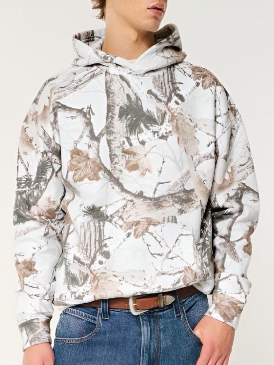 Hollister Other - Hollister White and Brown Camo Boxy Hoodie- Medium